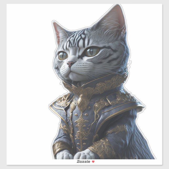 Adesivo Gato de Moda Vitoriano (Folha)