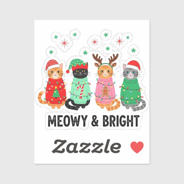 Adesivo Gato de Natal (Folha)