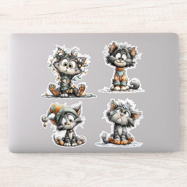 Adesivo Gato de Natal  (Computador)
