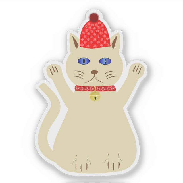 Adesivo Gato de Natal bonito (Frente)