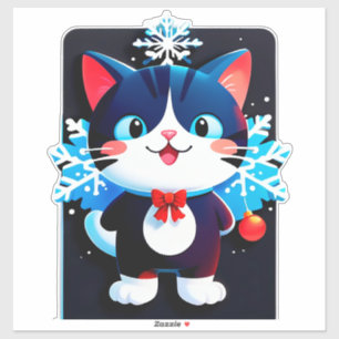 Adesivo Gato de Natal Fofo 