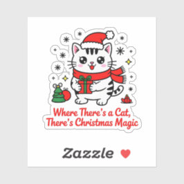 Adesivo Gato de Natal Kawaii em Vinil - Presente para Aman