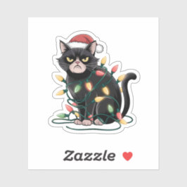Adesivo Gato de Natal Mal-Humorado