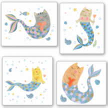 Gato de puré, sereia e aquarela