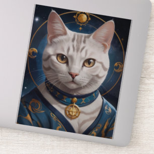 Adesivo Gato de Shorthair Regente Americano Vestido de Azu