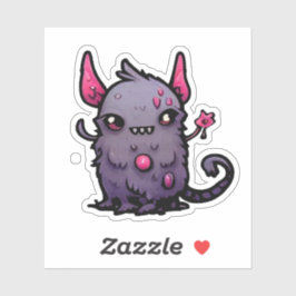 Adesivo Gato Demônio Roxo Fofo - Monstro Kawaii