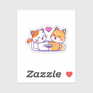 Adesivo Gato E Shiba Inu