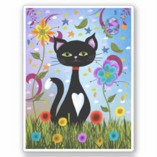 Adesivo Gato Em Um Jardim Arte Abstrata