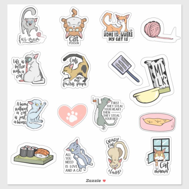 Adesivo Gato Engraçado Cita Stickers (Folha)
