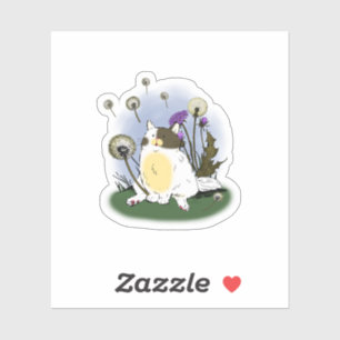 Adesivo gato engraçado com estilo de vassoura