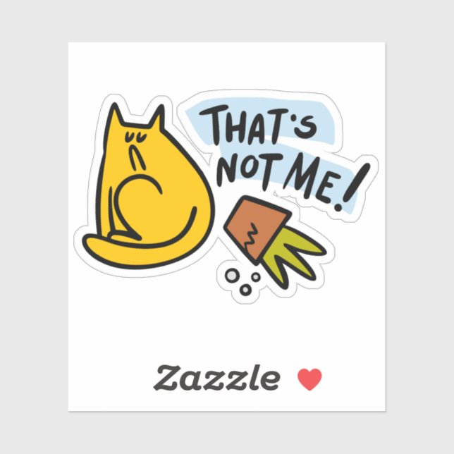 Adesivo Gato engraçado e pote de flor derrubado (Folha)