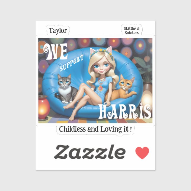 Adesivo Gato Engraçado Personalizado, Mulheres Sem Criança (Folha)