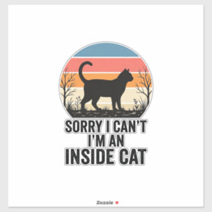 Adesivo Gato engraçado por dentro Design retrô para amante