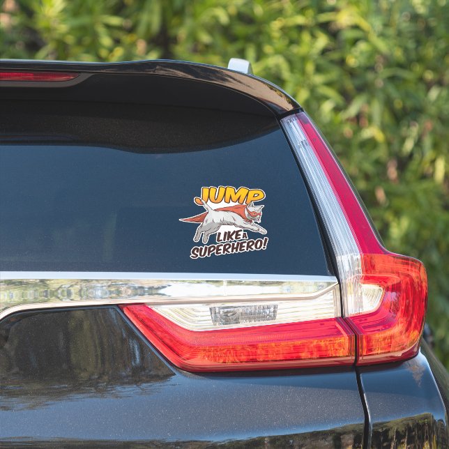 Adesivo Gato Engraçado Salta Como Um Gatinho Mascarado De  (Lado do carro)