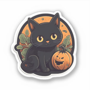 Adesivo Gato Fofo com Abóbora