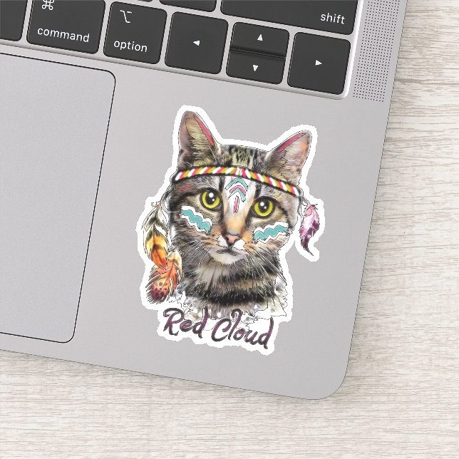 Adesivo Gato fofo de nuvem vermelha (Detalhe)