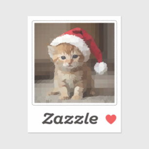 Adesivo Gato fofo em noite de Natal.
