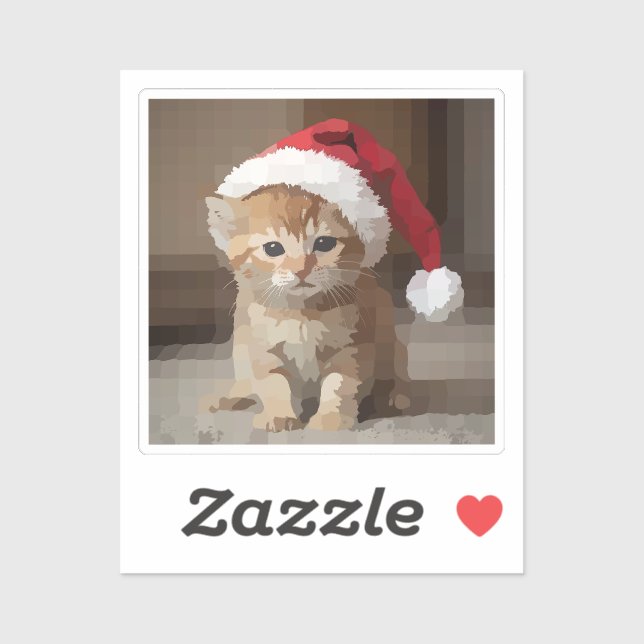 Adesivo Gato fofo em noite de Natal. (Folha)