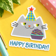 Gato Fofo Kawwaii Feliz Aniversário