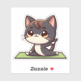 Adesivo Gato Gato de Ioga Chibi