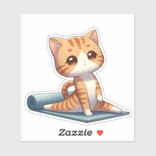 Adesivo Gato Gato de Ioga Chibi