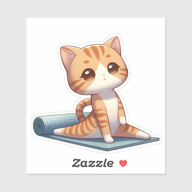 Adesivo Gato Gato de Ioga Chibi (Folha)