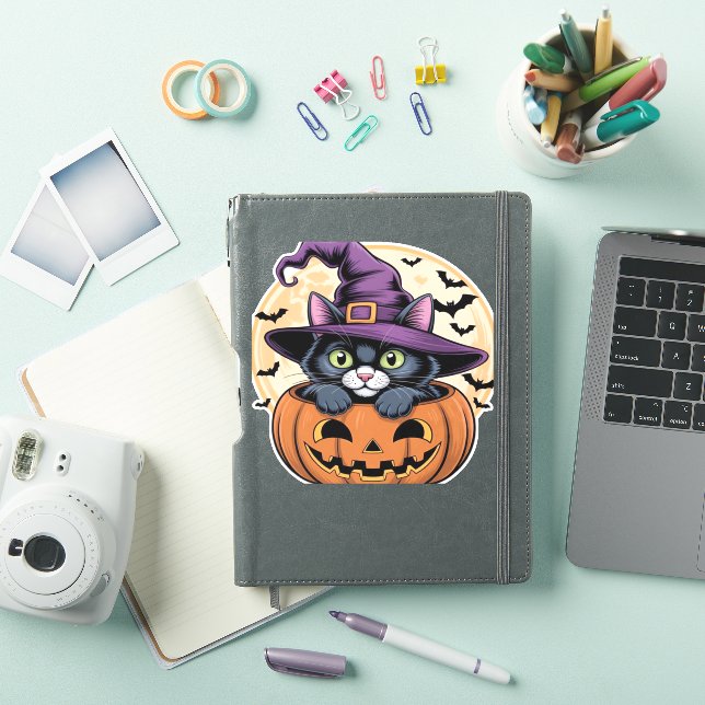 Adesivo Gato Halloween Pumpkin Black Cat Oversize T Shirt (Capa para iPad)