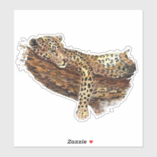 Adesivo Gato Leopardo com Coloração Aquosa