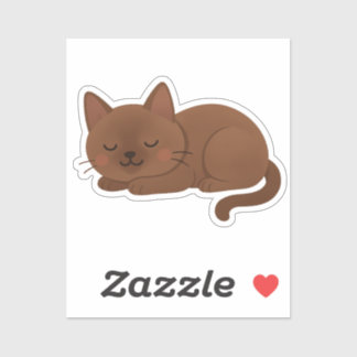 Adesivo Gato Marrom Chocolate – Adorável Gatinho Dormindo