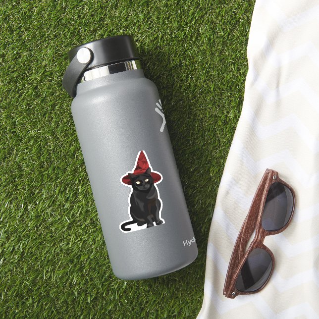 Adesivo Gato Místico Preto com Camiseta Clássica de Chapéu (HydroFlask Insitu)