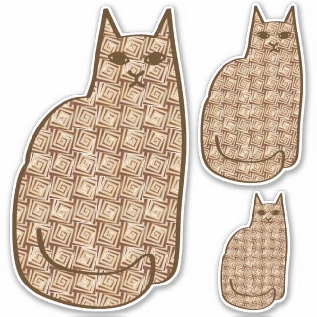 Adesivo Gato moderno do século médio, bege e castanho clar (Frente)