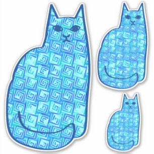 Adesivo Gato Moderno do Século médio, Turquesa e Marinho