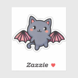 Adesivo Gato Morcego Cinza Kawaii - Adorável Gatinho Voado