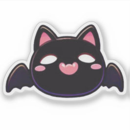 Adesivo Gato Morcego Preto - Kitten Voadora Kawaii