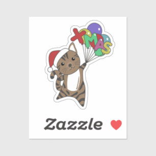 Adesivo Gato Natal Neve Inverno Animais Vedantes