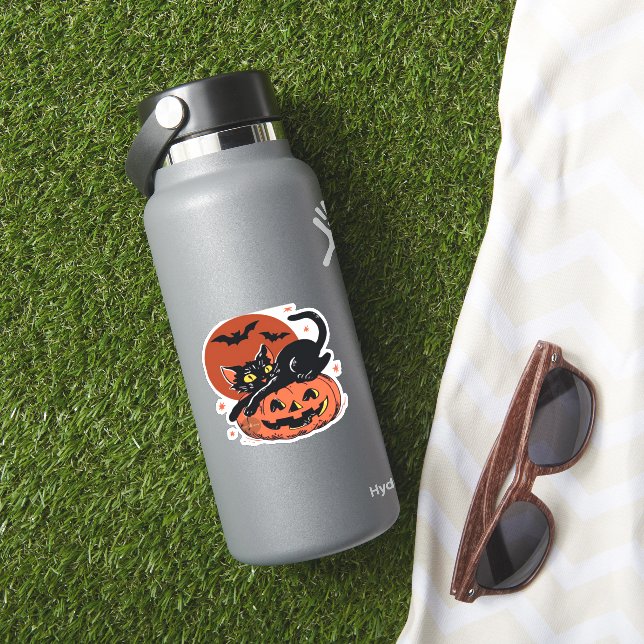 Adesivo Gato Negro, Camiseta Clássica do Halloween (HydroFlask Insitu)