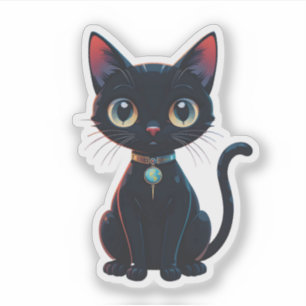 Adesivo Gato Negro Cósmico Cósmico da Era Espacial Atômica