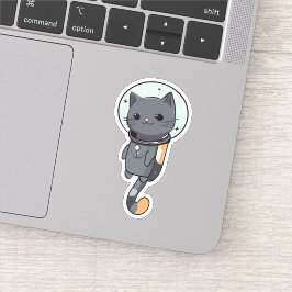 Adesivo Gato Negro do Astronauta Kawaii Gato Gato