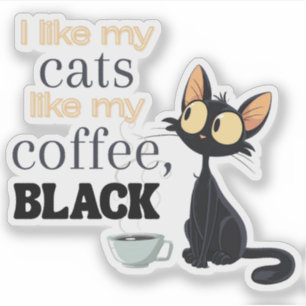 Adesivo Gato Negro e Café