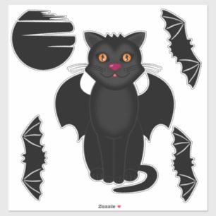 Adesivo Gato Negro, Morcegos e Lua