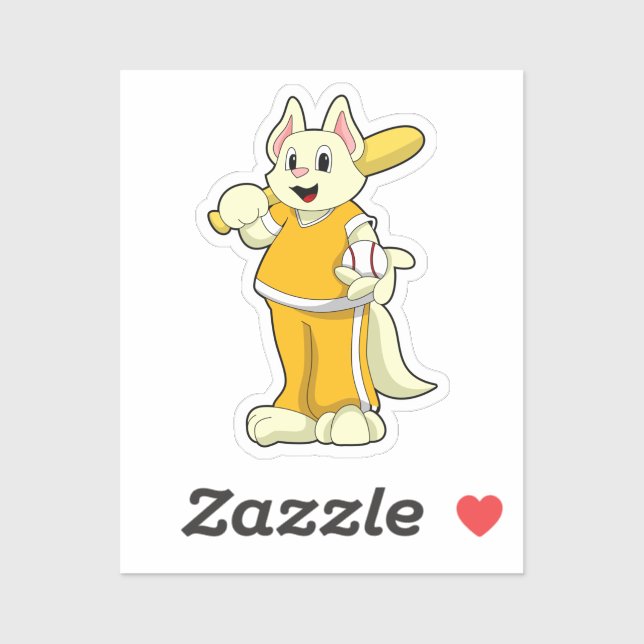 Adesivo Gato no Baseball com bastão de beisebol (Folha)