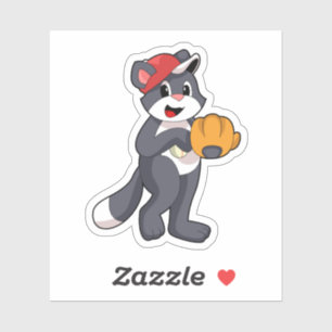 Adesivo Gato no Baseball com luva de beisebol.PNG