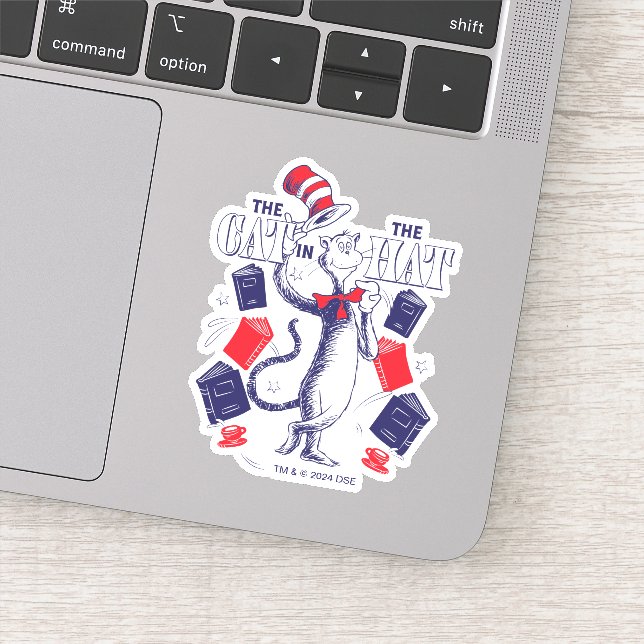 Adesivo Gato no Chapéu | Leitura de livros (Detalhe)