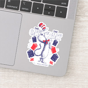 Adesivo Gato no Chapéu   Leitura de livros