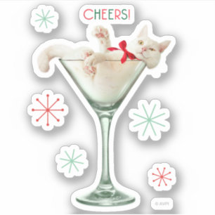 Adesivo Gato no Martini Glass
