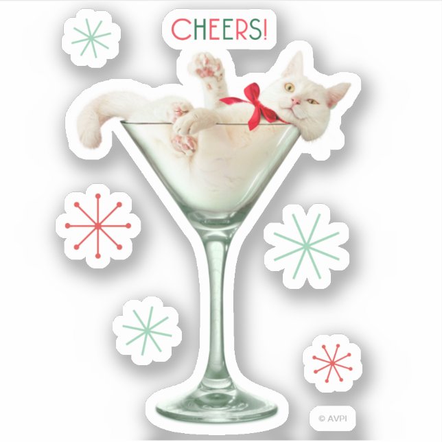 Adesivo Gato no Martini Glass (Frente)
