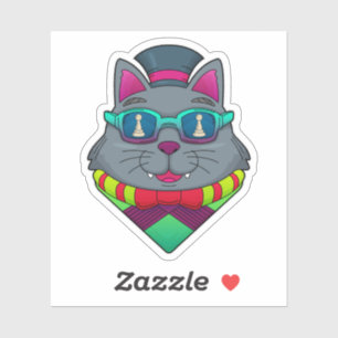 Adesivo Gato no Xadrez com Peão de Xadrez