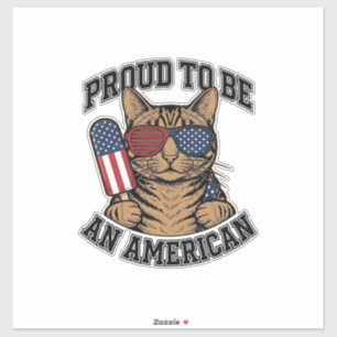 Adesivo Gato Patriótico Orgulhoso por Ser Americano Vetor