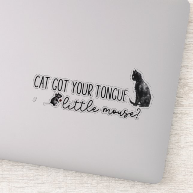 Adesivo Gato pegou sua língua, ratinho, assombrando a linh (Detalhe)