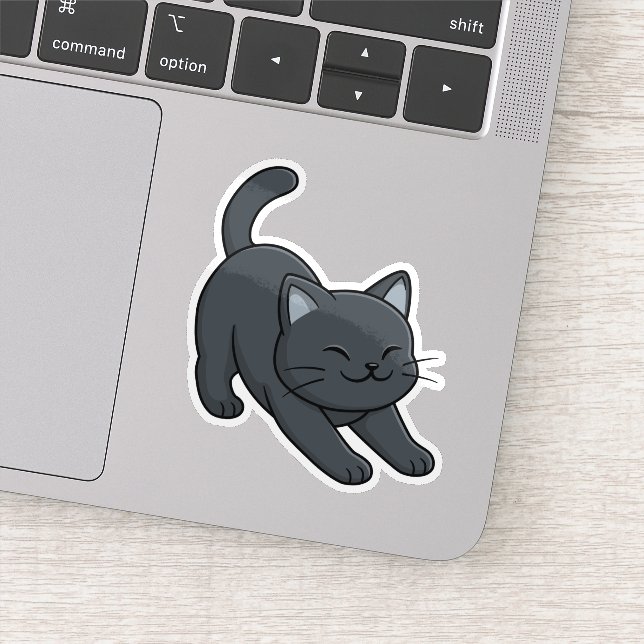 Adesivo Gato Preto Alongando (Detalhe)
